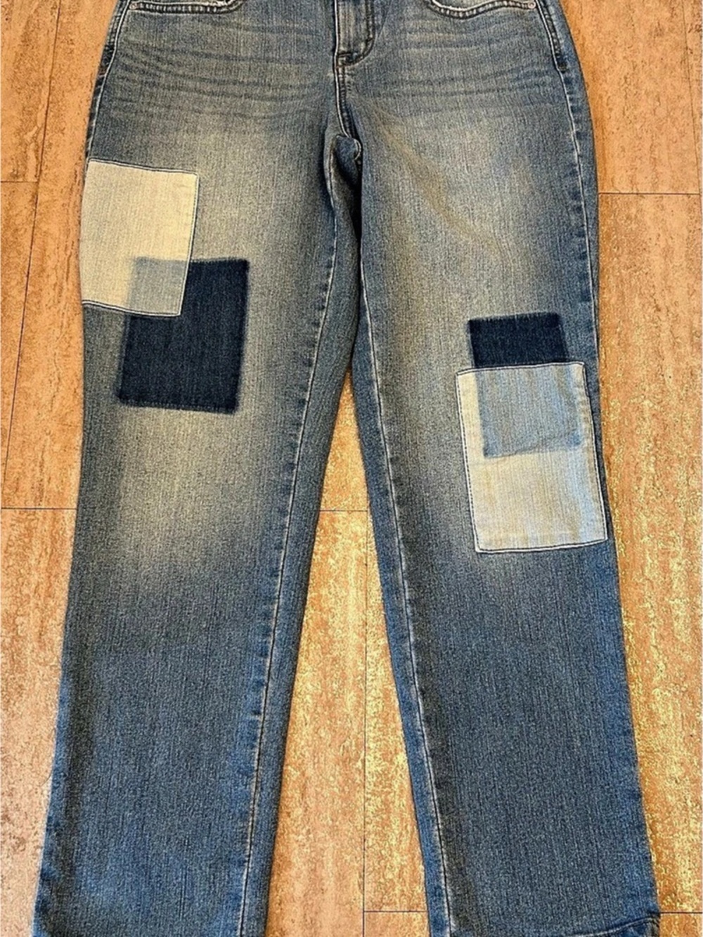 Style & Co Boyfriend Patchwork Blue Jeans Waist 4